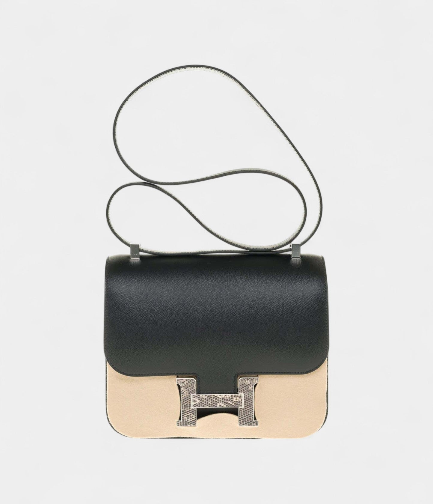 Hermes Constance 24 shoulder bag in black Madame calf and Clasp in Lizard