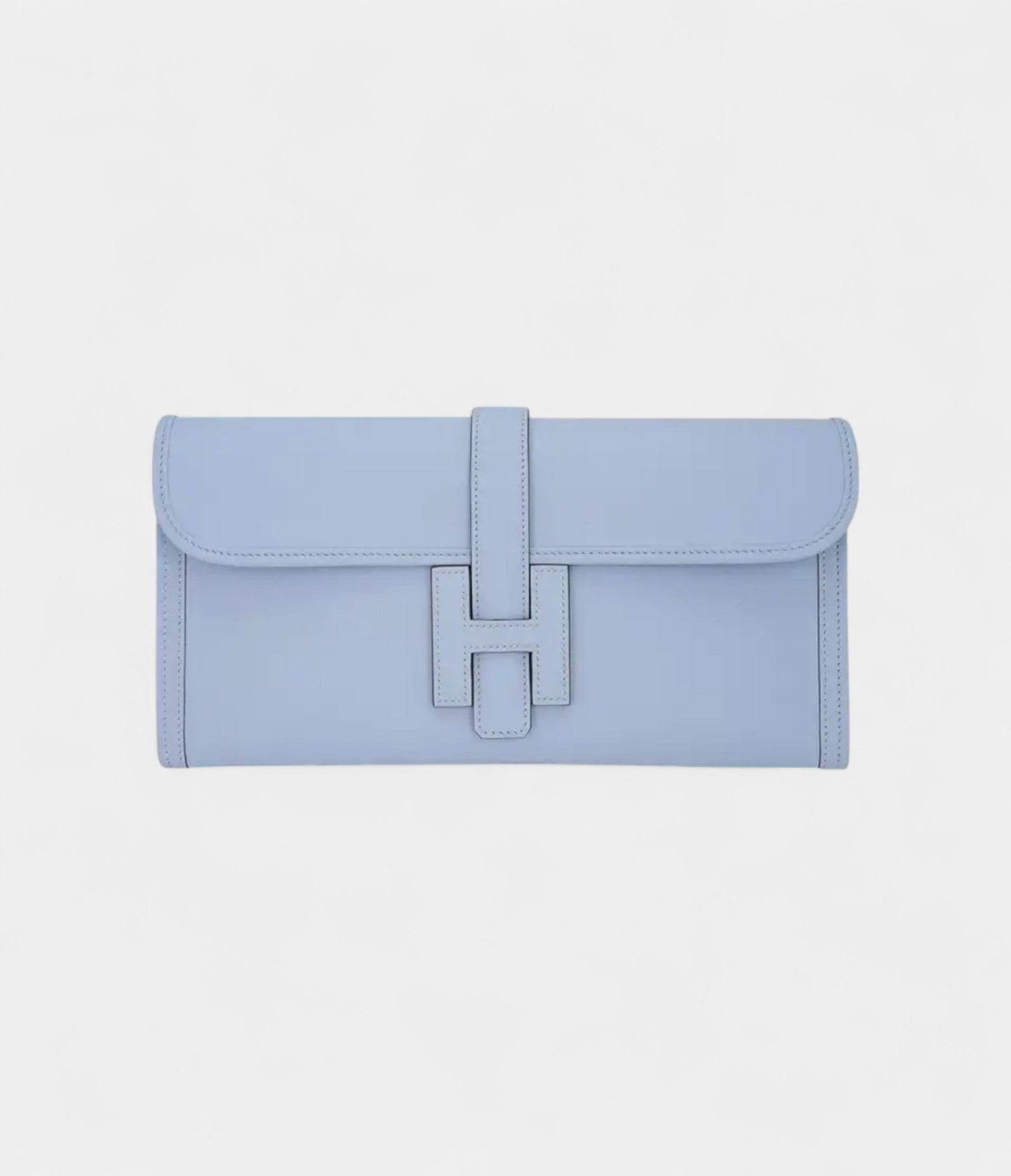 Hermes Jige Elan 29 Blue Brume Clutch Bag Evercolor Leather