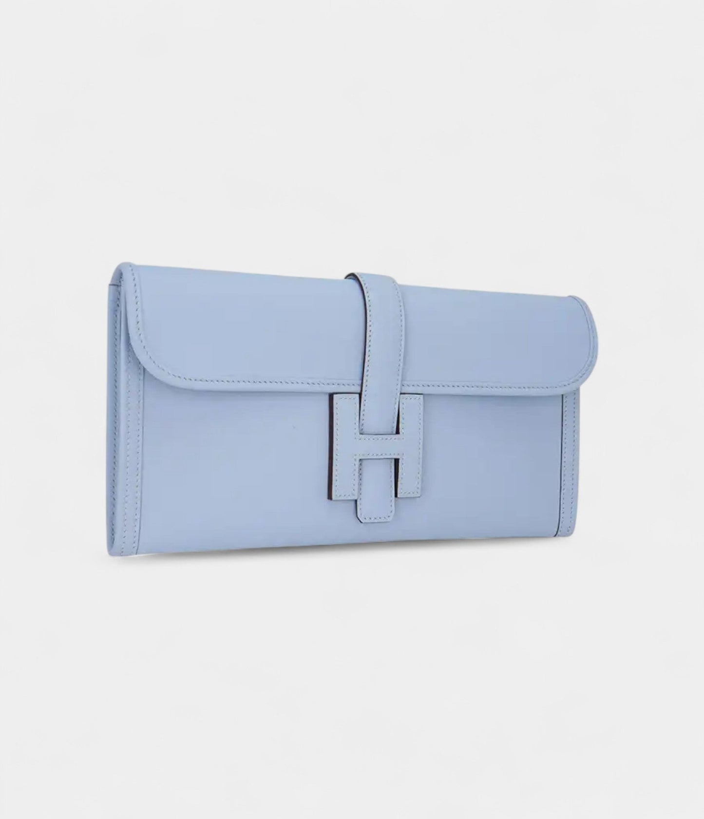 Hermes Jige Elan 29 Blue Brume Clutch Bag Evercolor Leather