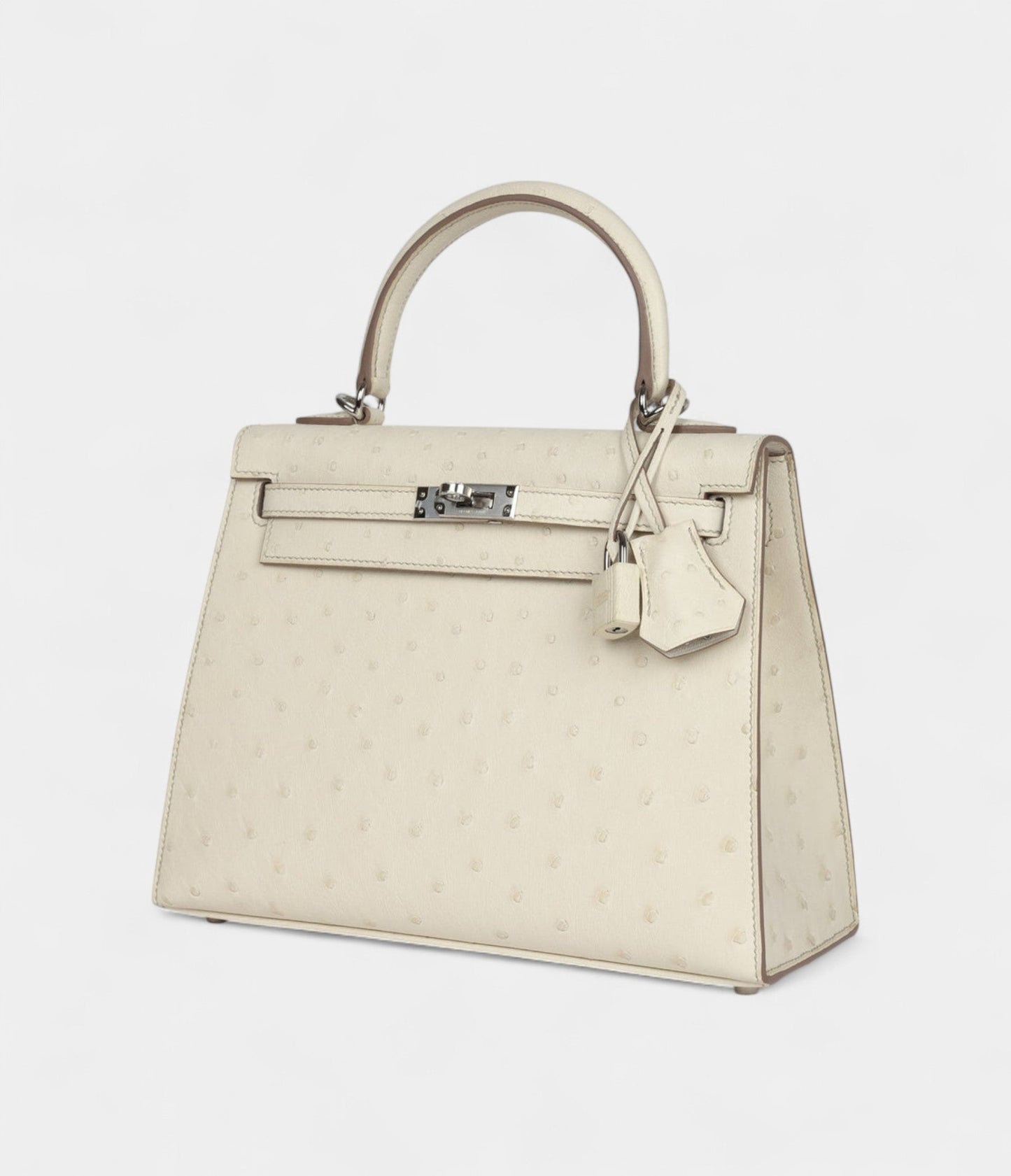 Hermes Kelly 25 Beton Ostrich Palladium Hardware