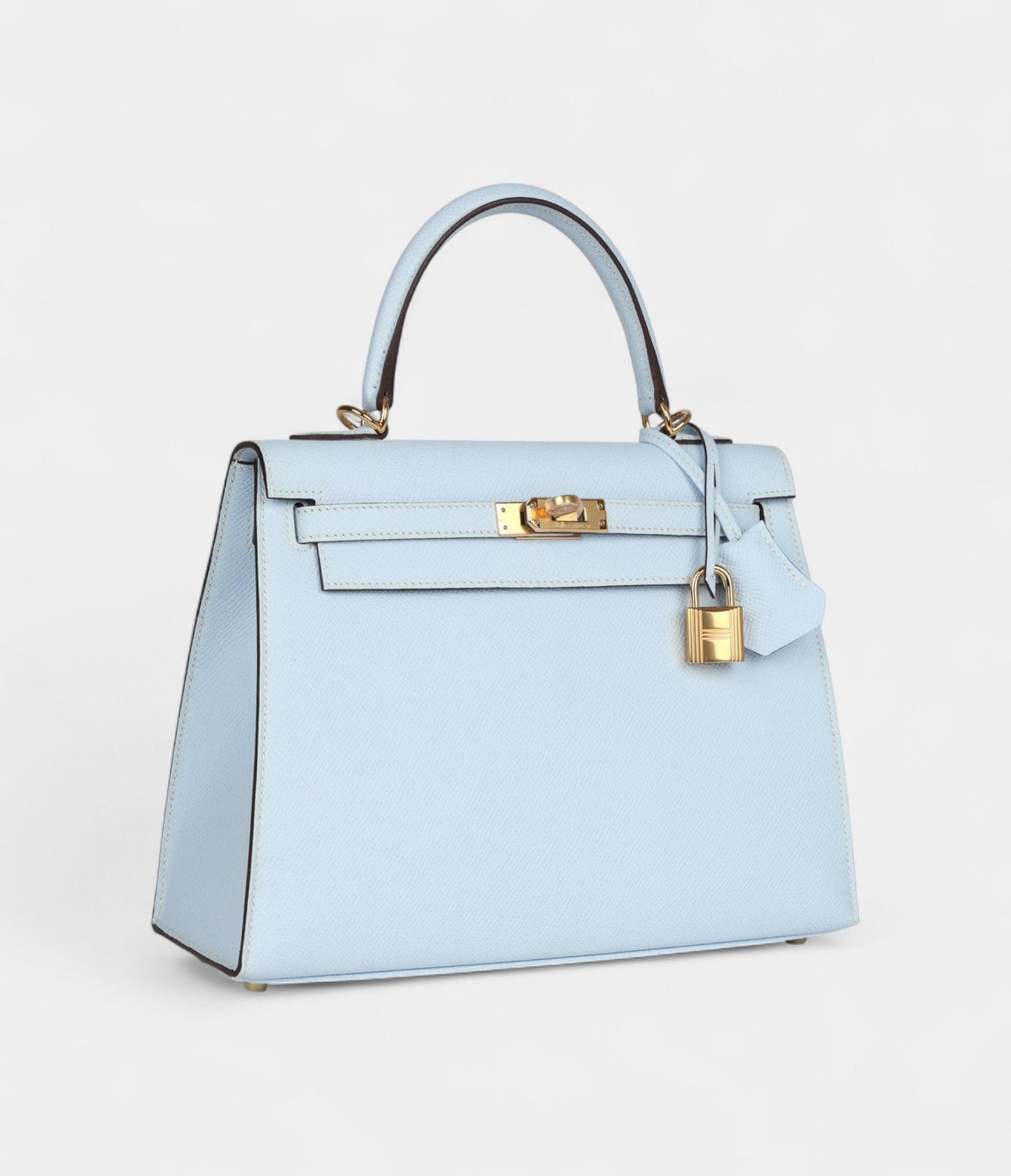 Hermes Kelly 25 Bleu Brume Epsom Gold Hardware