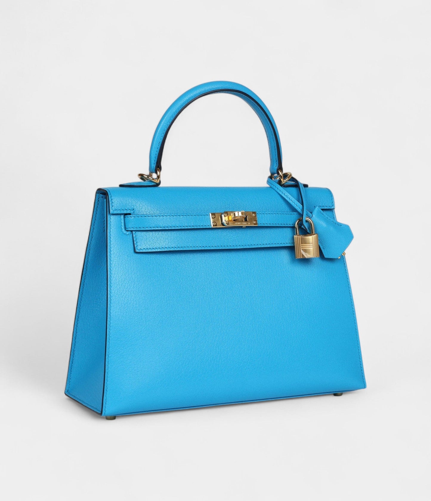 Hermes Kelly 25 Bleu Frida Chevre Gold Hardware