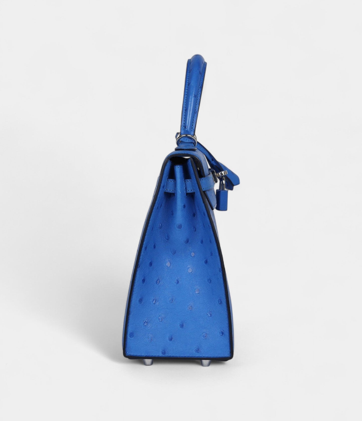 Hermes Kelly 25 Bleu Ostrich Palladium Hardware