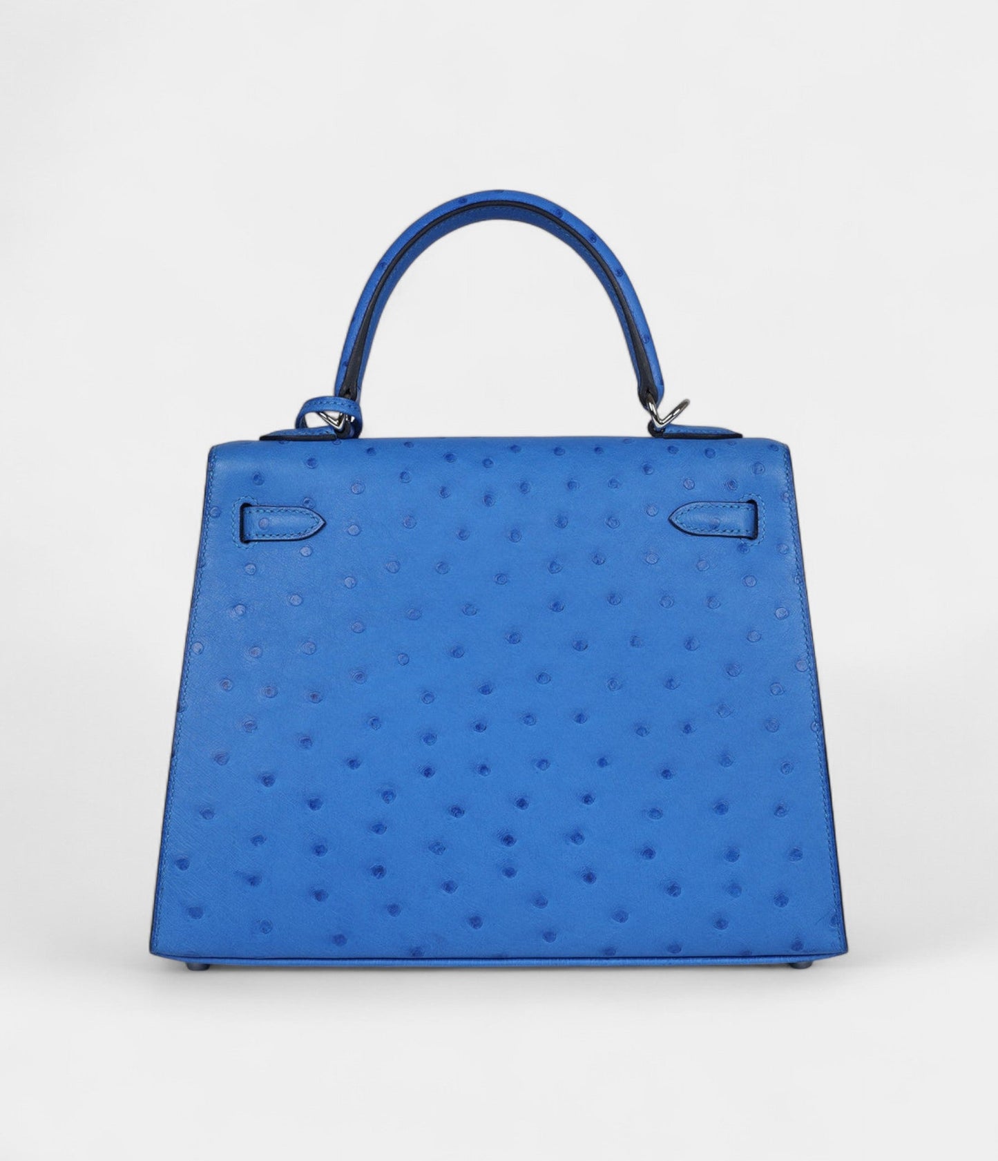 Hermes Kelly 25 Bleu Ostrich Palladium Hardware
