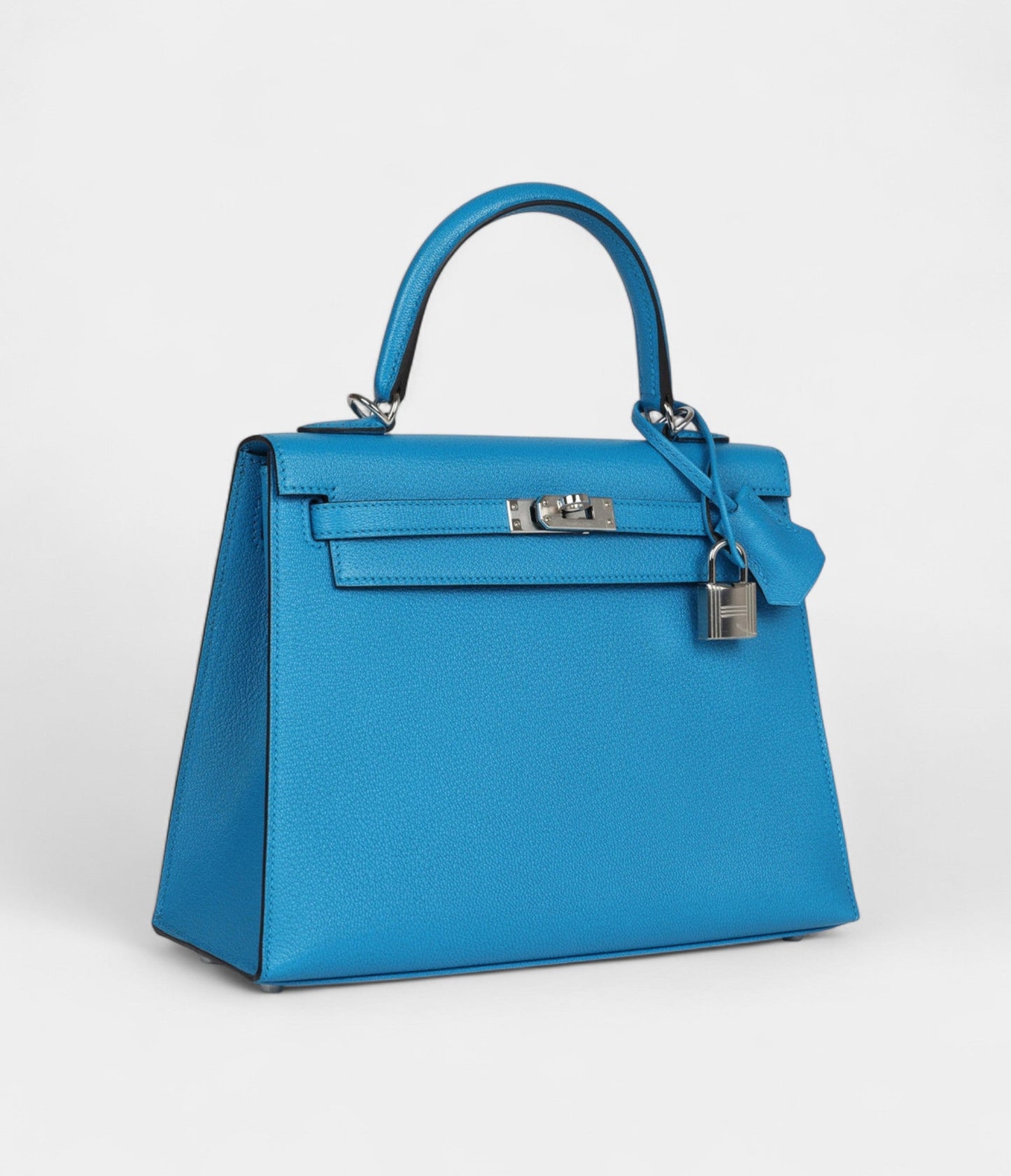 Hermes Kelly 25 Bleu Zanzibar Chevre Palladium Hardware