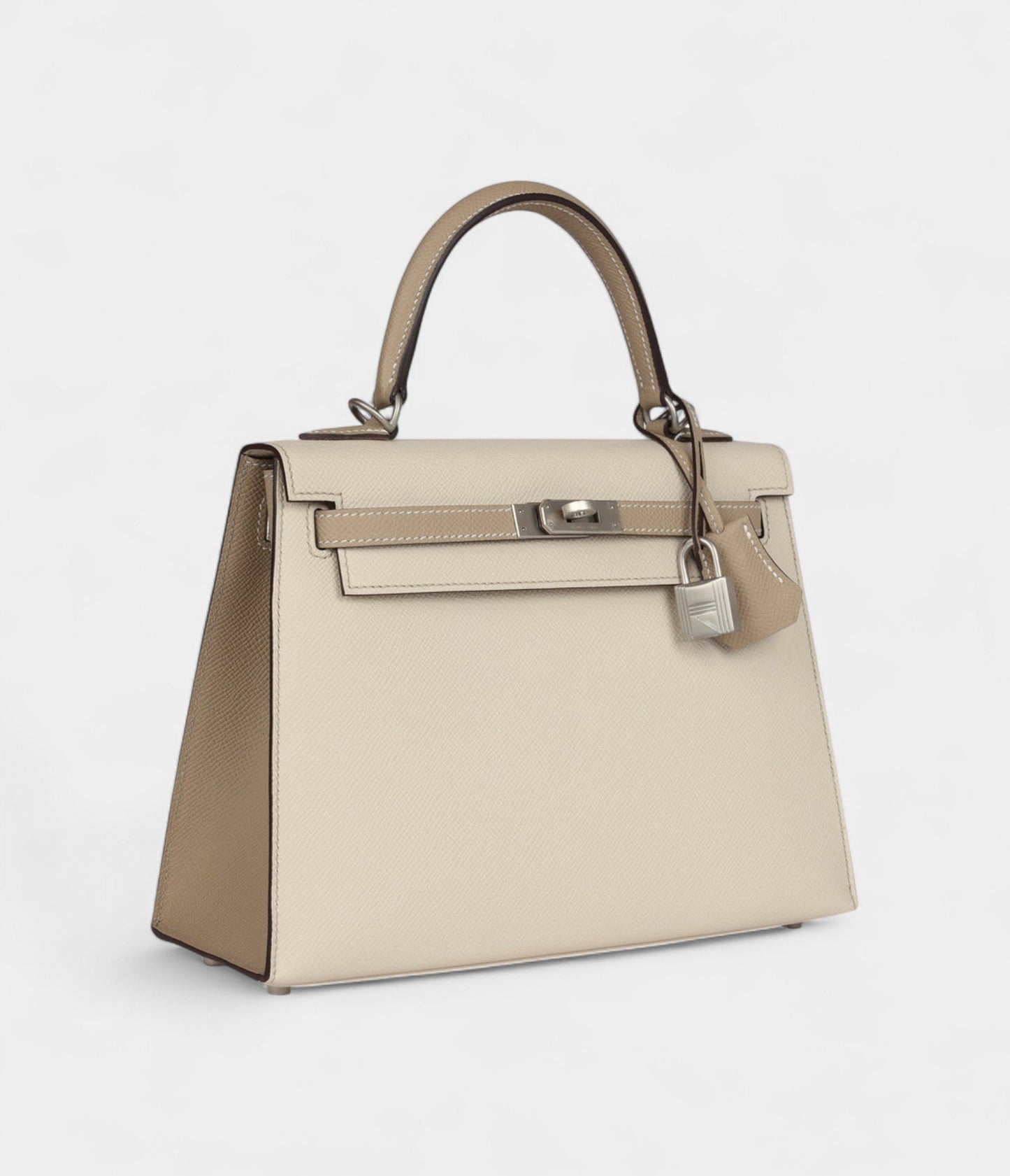 Hermes Kelly 25 Craie and Trench Epsom Brushed Palladium Hardware