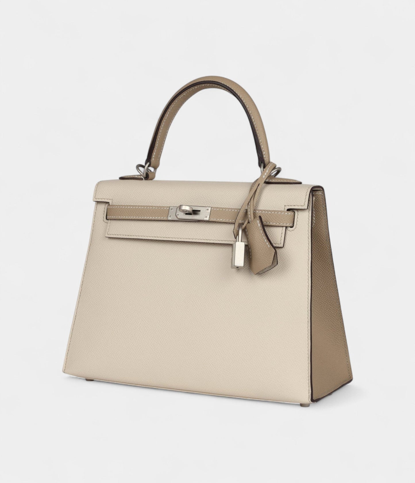 Hermes Kelly 25 Craie and Trench Epsom Brushed Palladium Hardware
