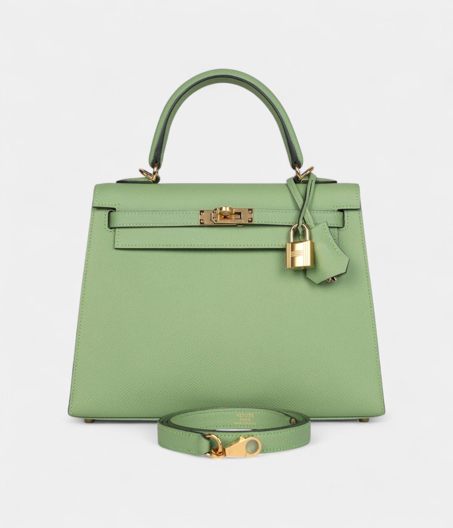 Hermes Kelly 25 Green Criquet Epsom Gold Hardware