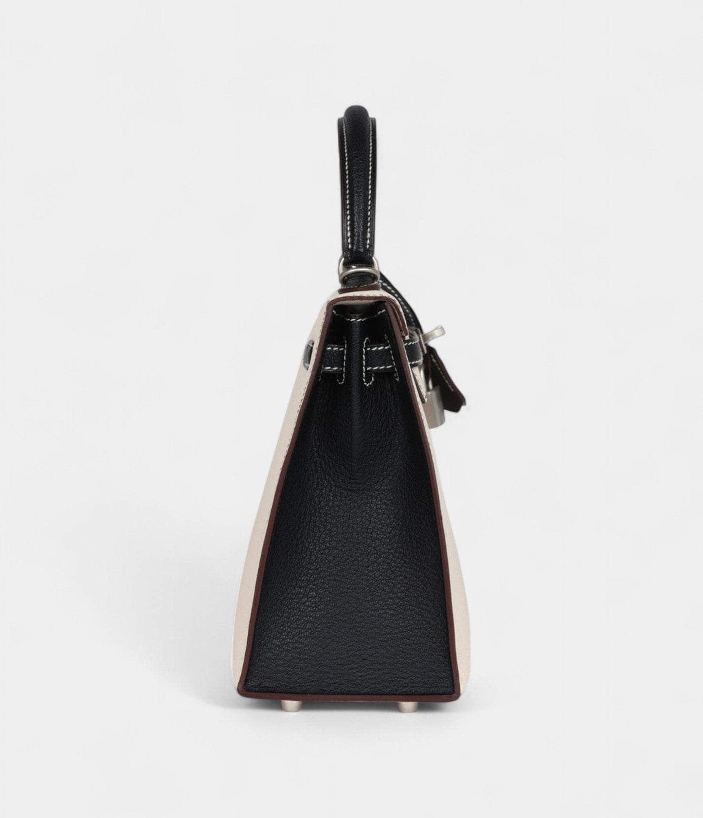 Hermes Kelly 25 Nata and Black Chevre Mysore Brushed Palladium Hardware
