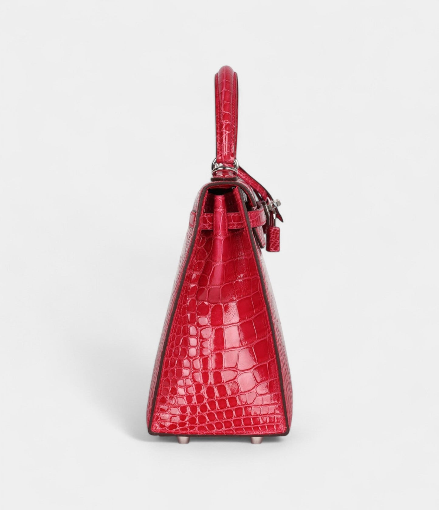 Hermes Kelly 25 Rose Extreme Shiny Alligator Palladium Hardware