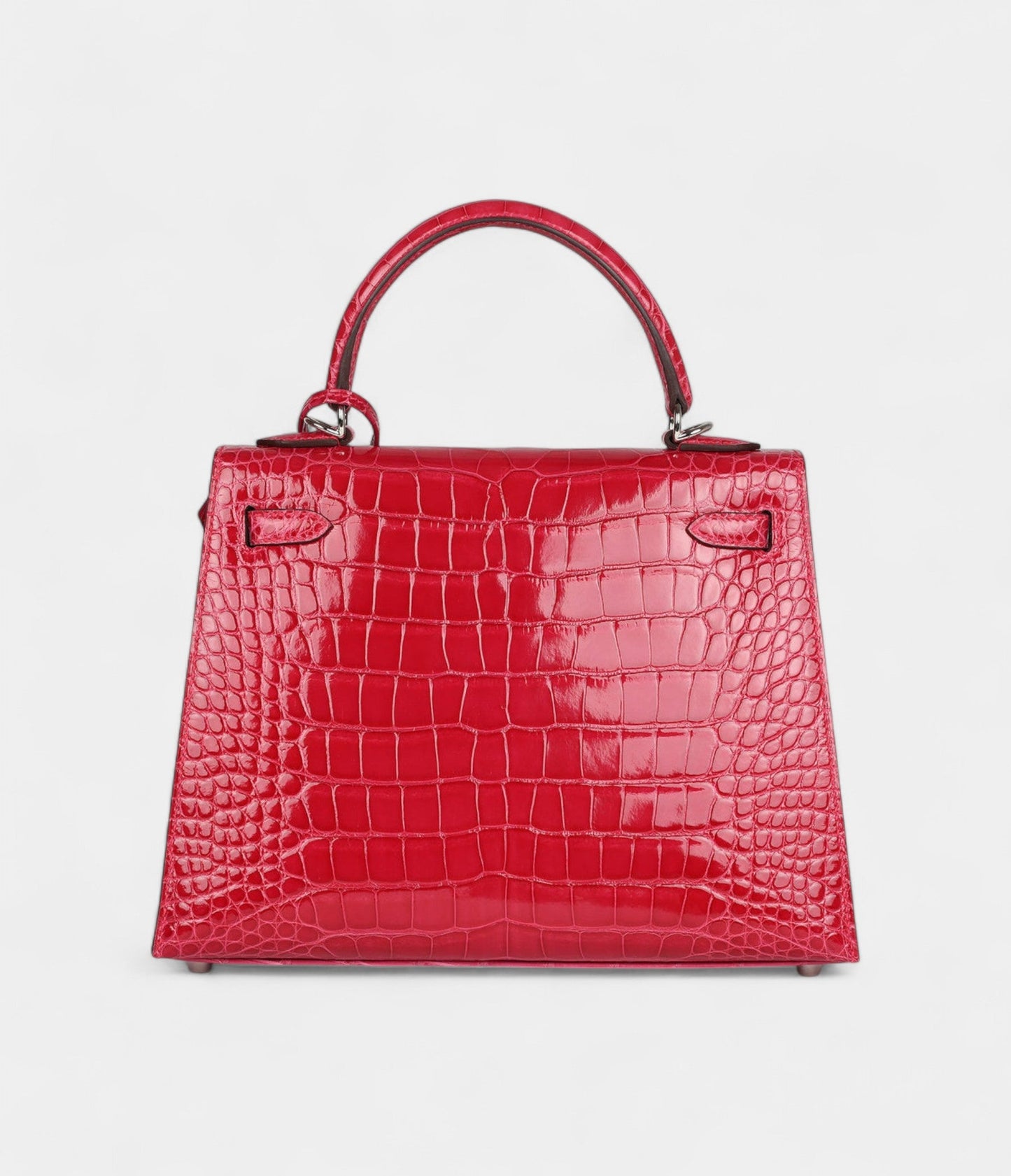 Hermes Kelly 25 Rose Extreme Shiny Alligator Palladium Hardware