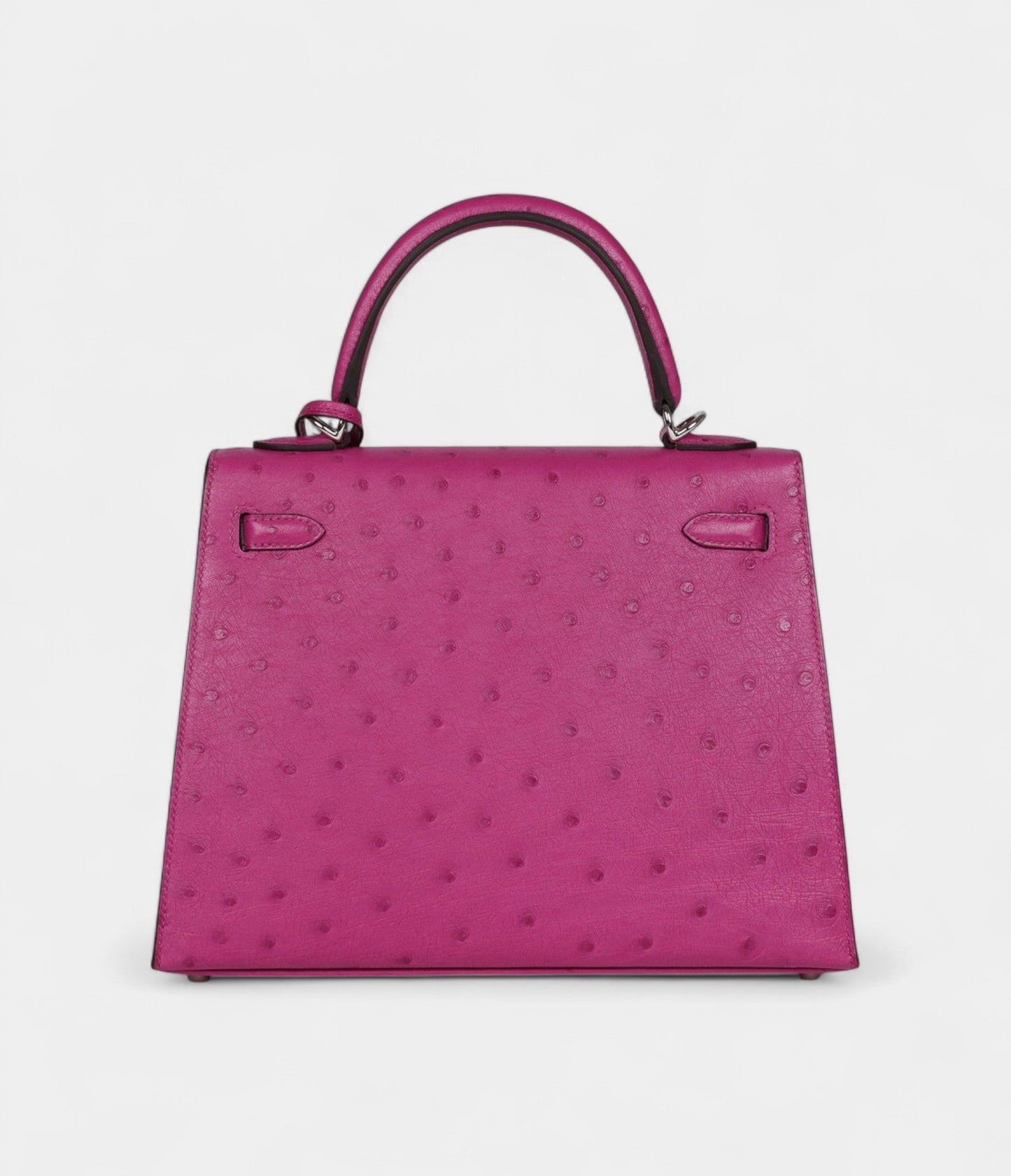 Hermes Kelly 25 Rose Purple Ostrich Palladium Hardware