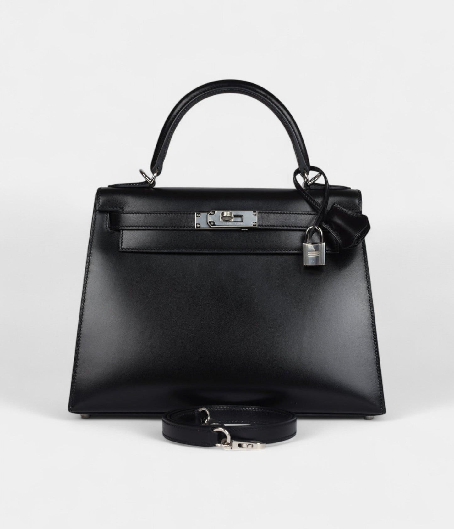 Hermes Kelly 28 Black Box Palladium Hardware