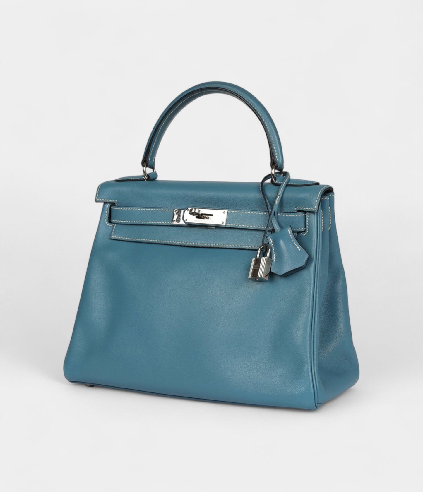 Hermes Kelly 28 Blue Jean Gulliver Palladium Hardware
