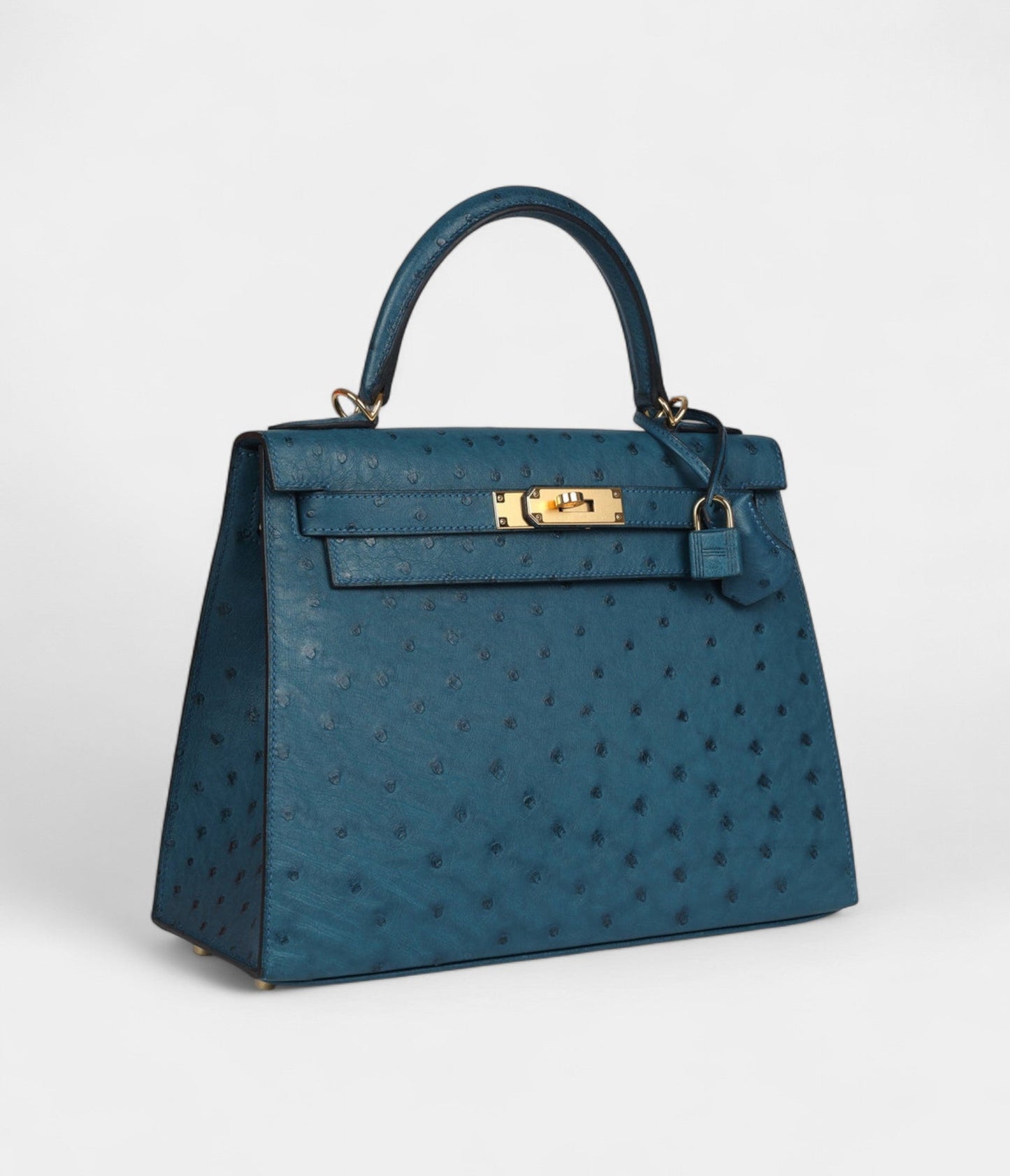 Hermes Kelly 28 Cobalt Ostrich Gold Hardware