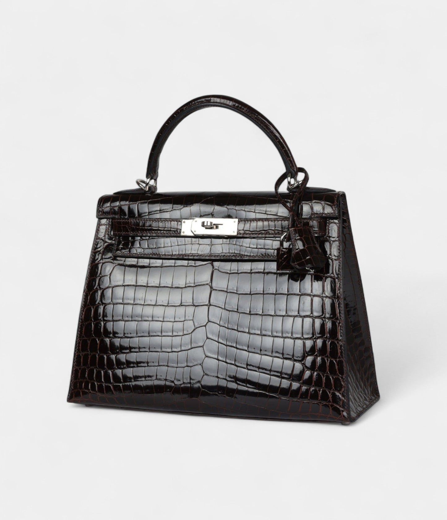 Hermes Kelly 28 Cocoan Shiny Niloticus Crocodile Palladium Hardware