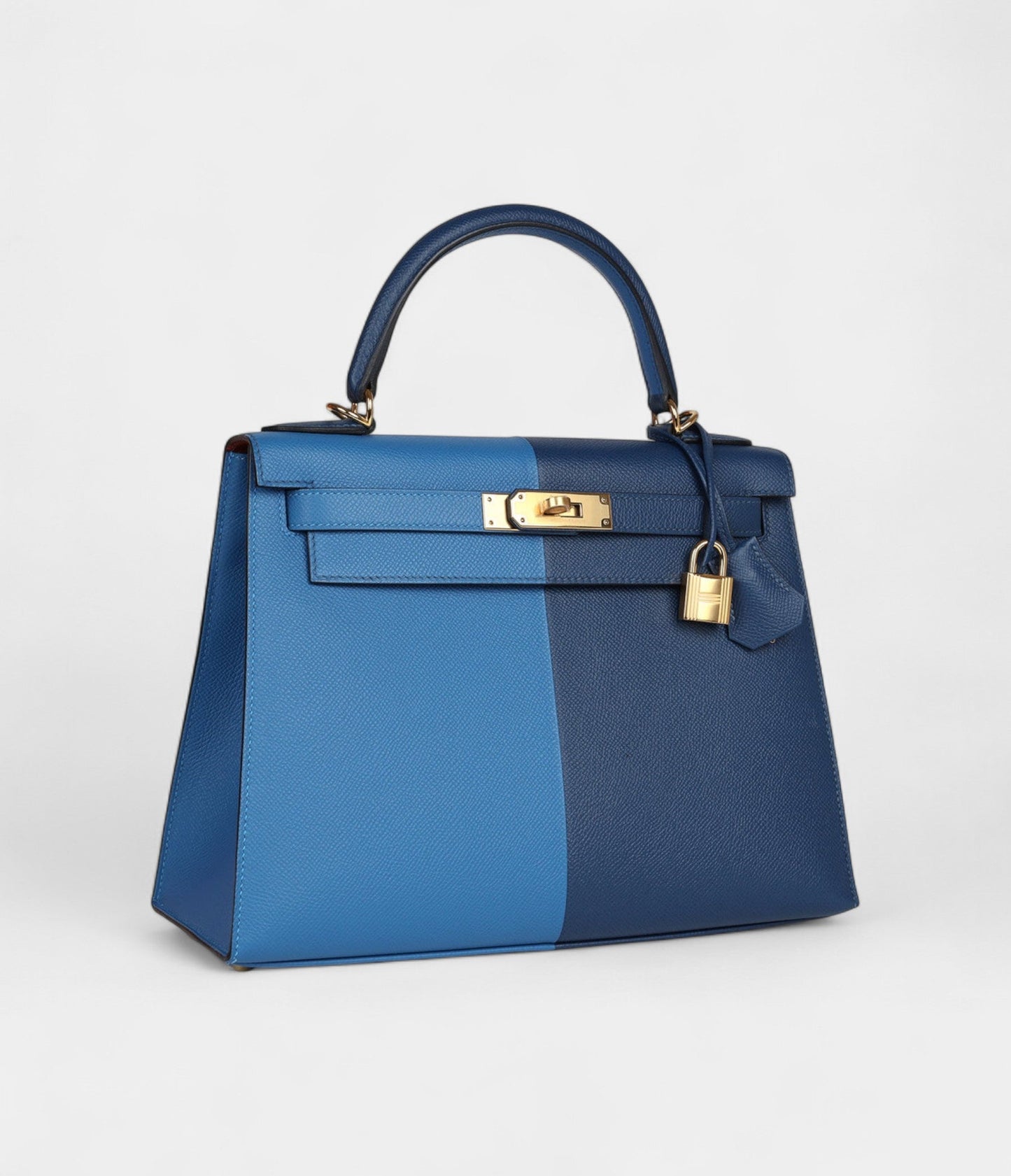 Hermes Kelly 28 Deep Blue Coat and Mykonos Epsom Gold Hardware