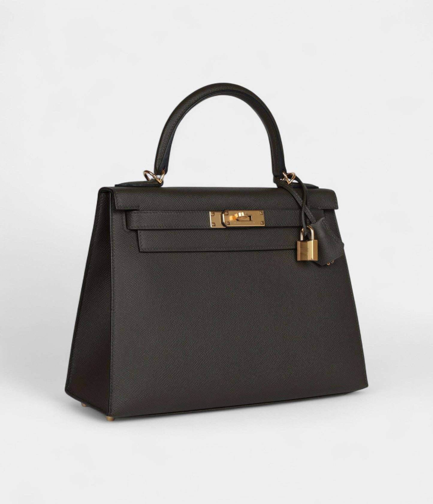Hermes Kelly 28 Green Grey Epsom Gold Hardware