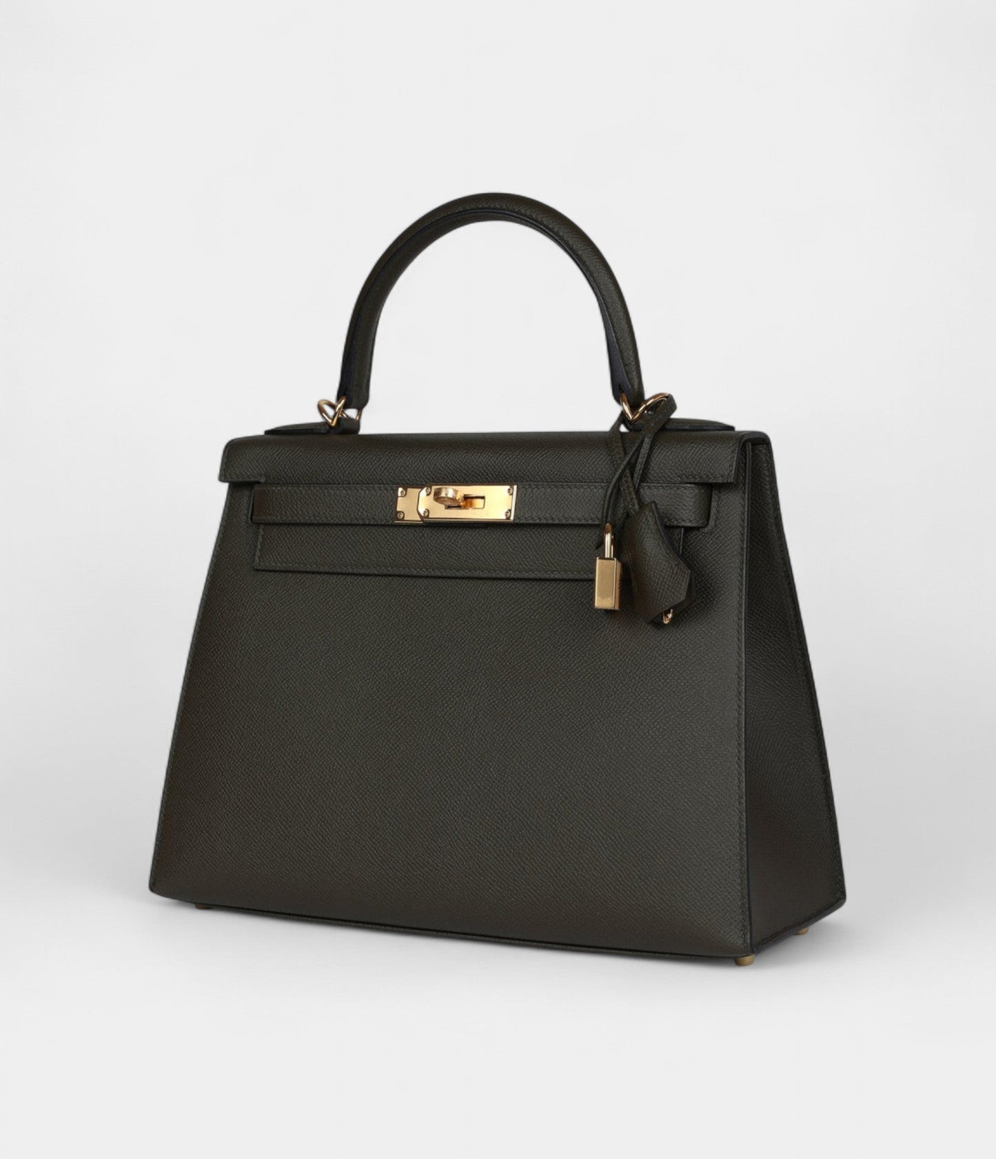 Hermes Kelly 28 Green Grey Epsom Gold Hardware