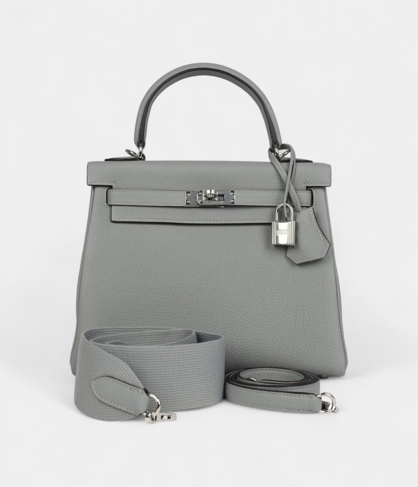 Hermes Kelly 28 Grey Seagull Togo Palladium Hardware