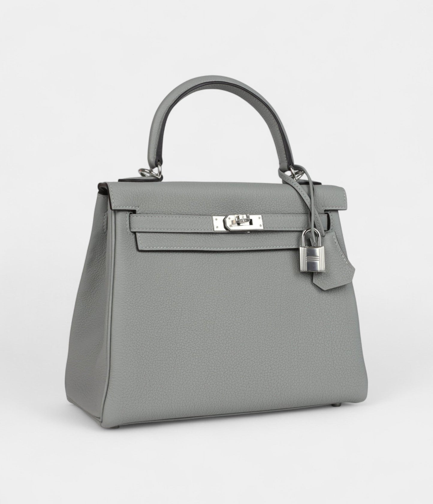 Hermes Kelly 28 Grey Seagull Togo Palladium Hardware