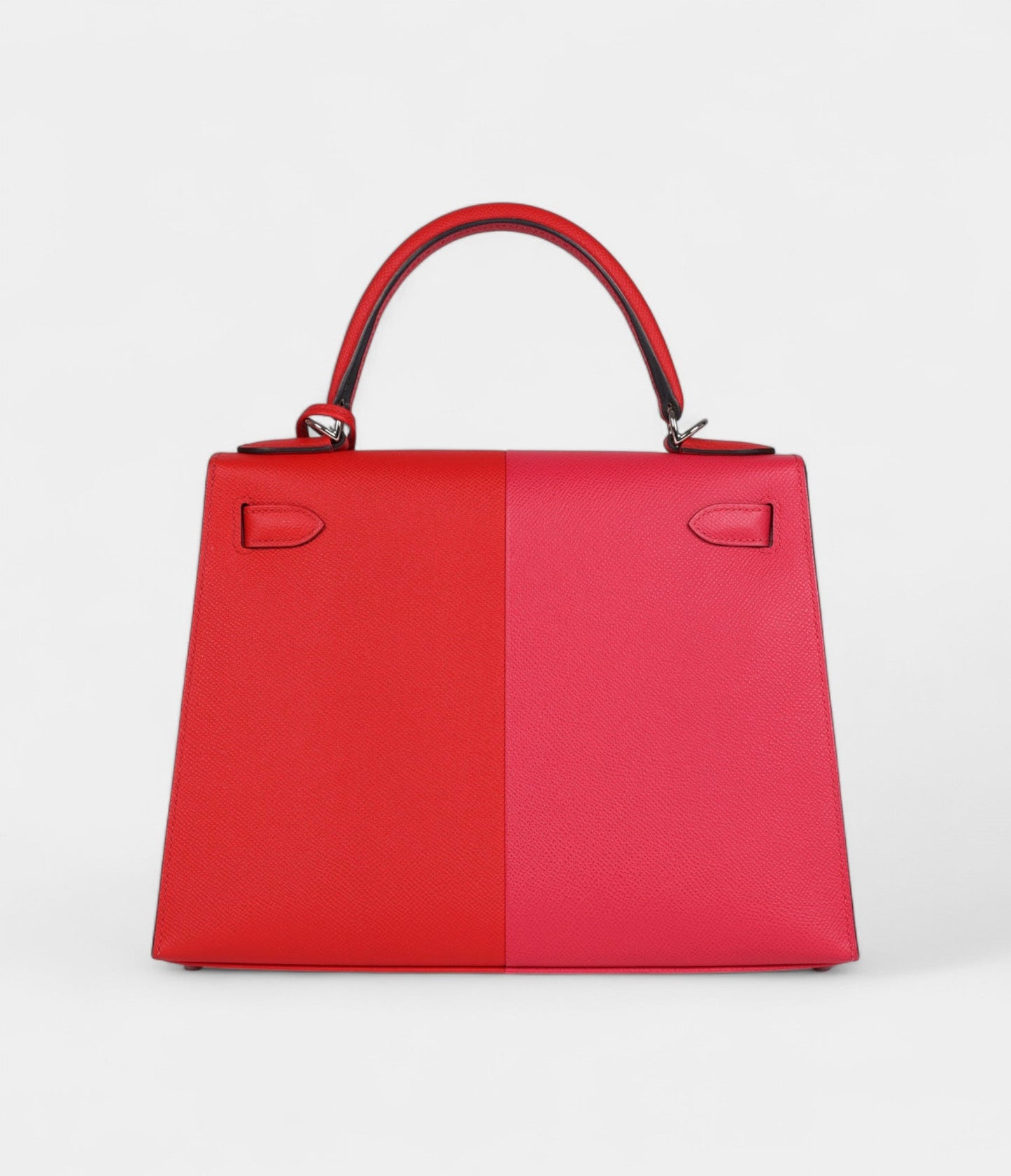 Hermes Kelly 28 Red Heart, Rose Extreme and Zanzibar Blue Epsom Palladium Hardware