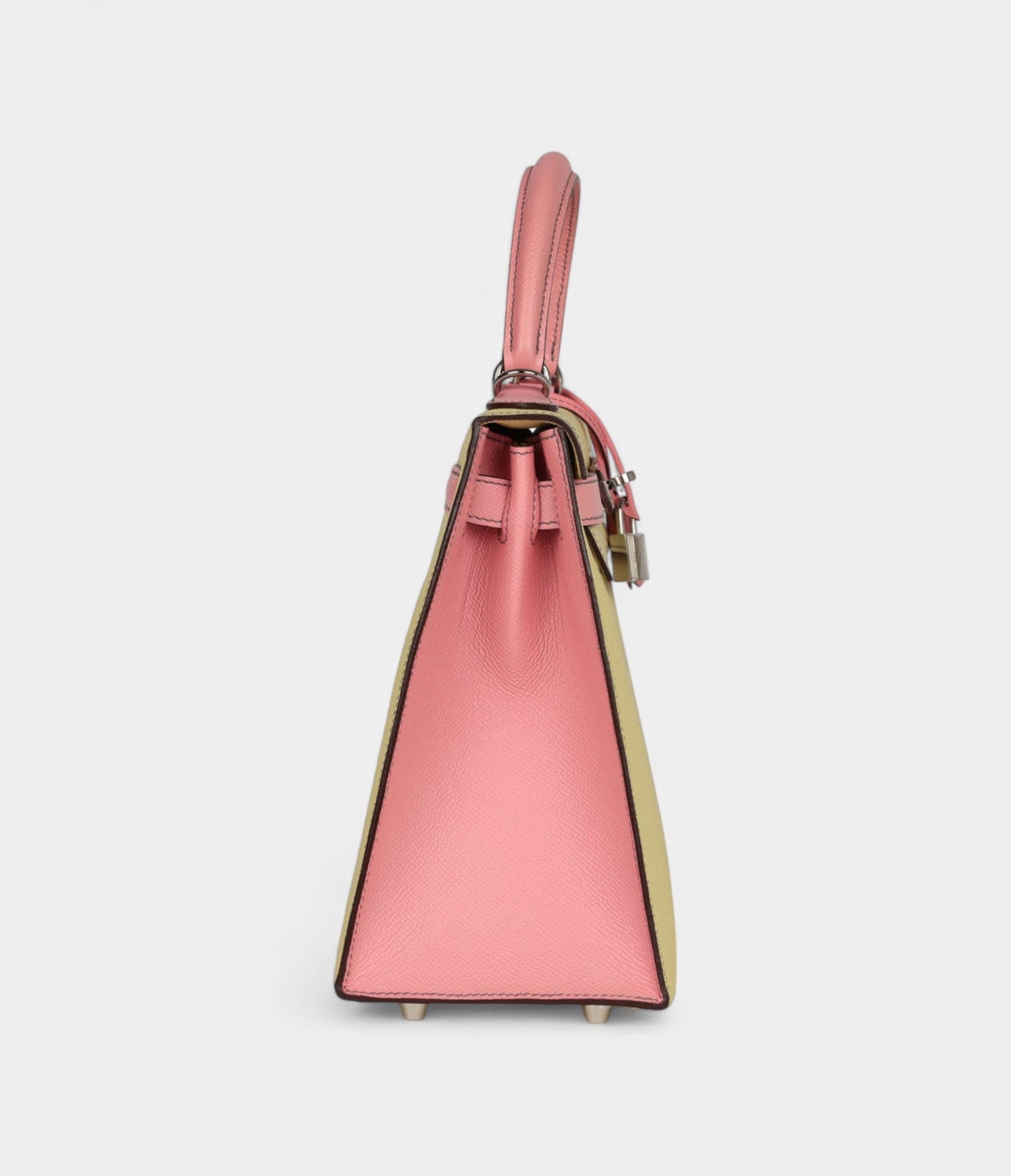 Hermes Kelly 28 Rose Confetti and Jaune Poussin Epsom Palladium Hardware