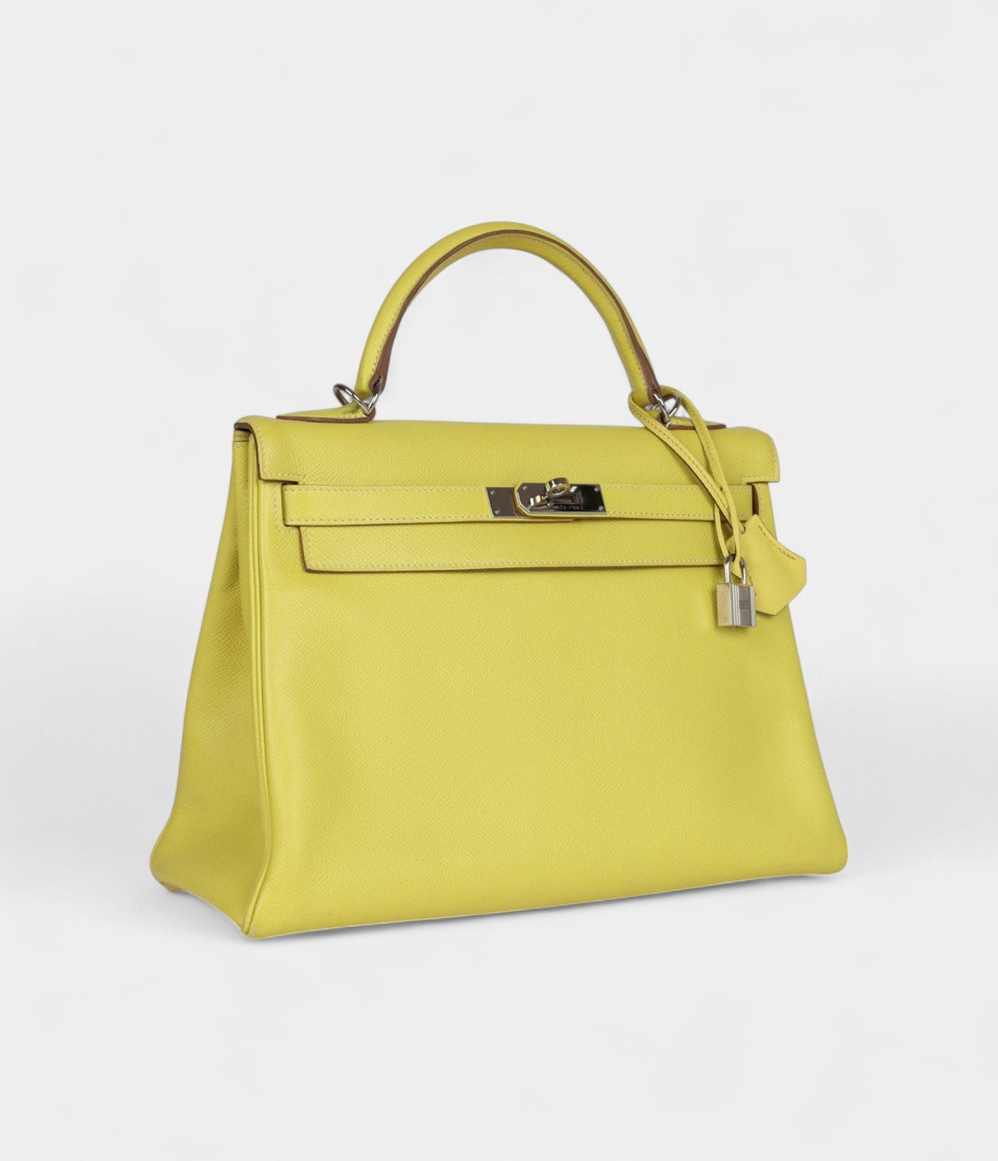 Hermes Kelly 32 Lime Candy Epsom Palladium Hardware