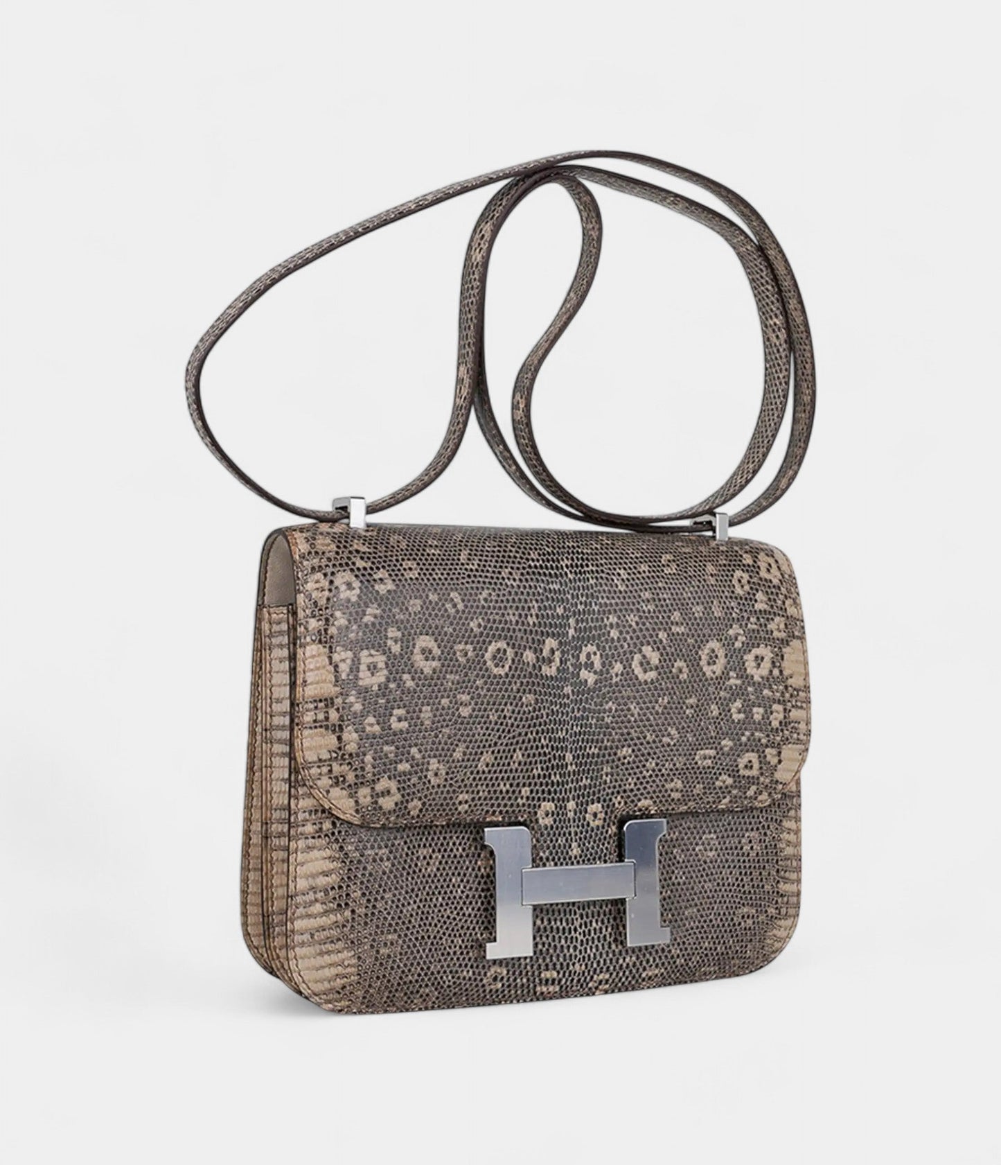 Hermes Limited Edition Mini Constance 18 Desert Lizard Palladium Hardware