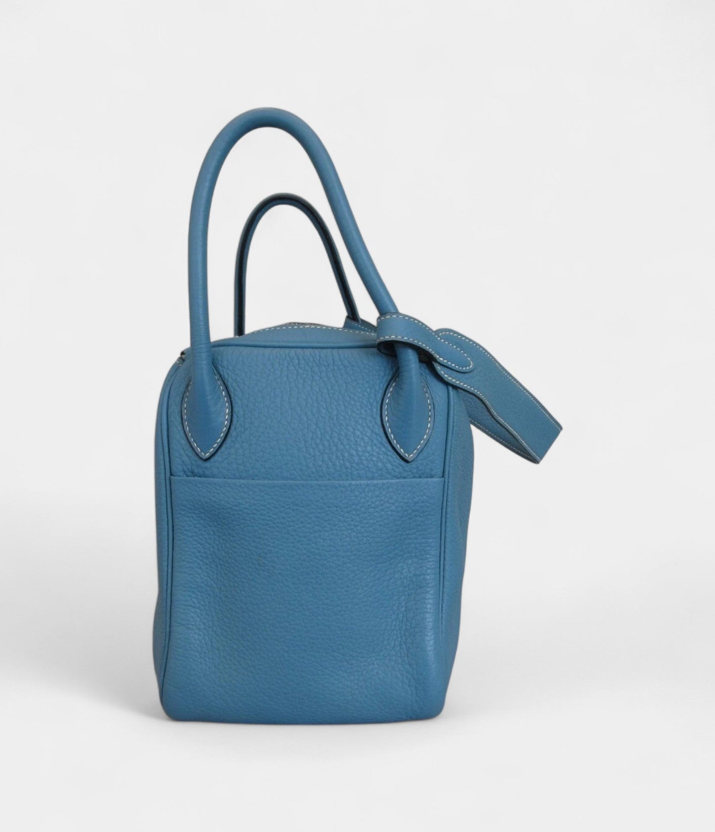 Hermes Lindy 30 Taurillon Clemence Shoulder Bag Blue Jean