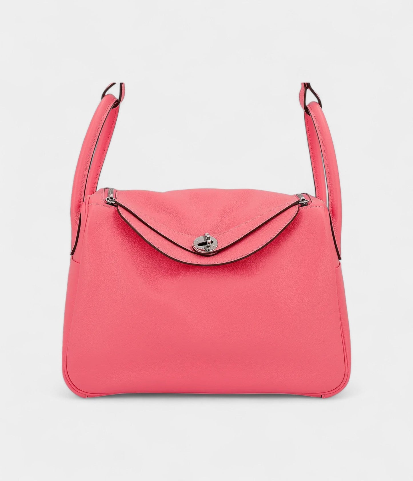 Hermes Lindy 30 shoulder bag in Rose Azalee Evercolor leather with Palladium hardware