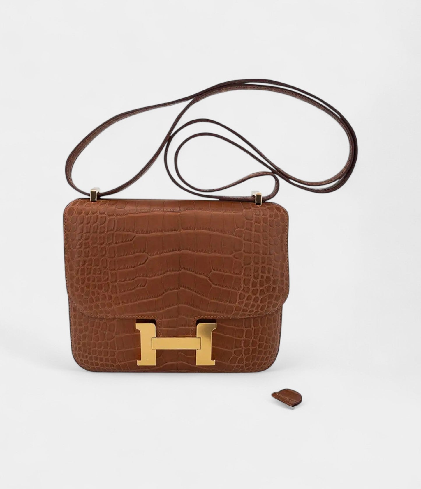 Hermes Mini Constance 18 Bag Gold Matte Alligator with Gold Hardware and Mirror
