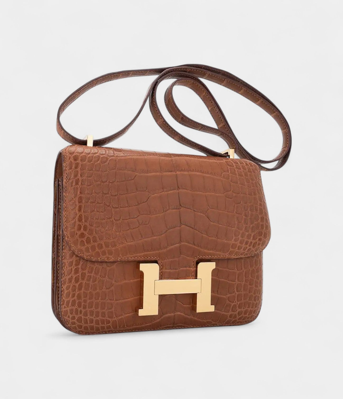 Hermes Mini Constance 18 Bag Gold Matte Alligator with Gold Hardware and Mirror
