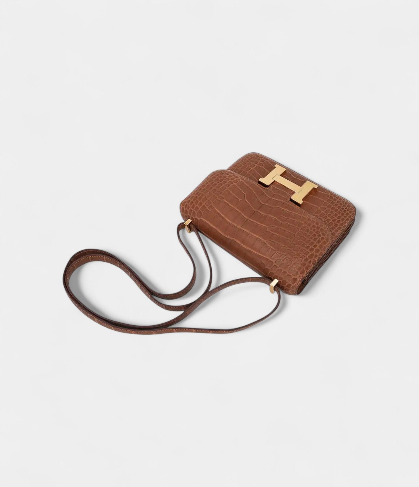Hermes Mini Constance 18 Bag Gold Matte Alligator with Gold Hardware and Mirror