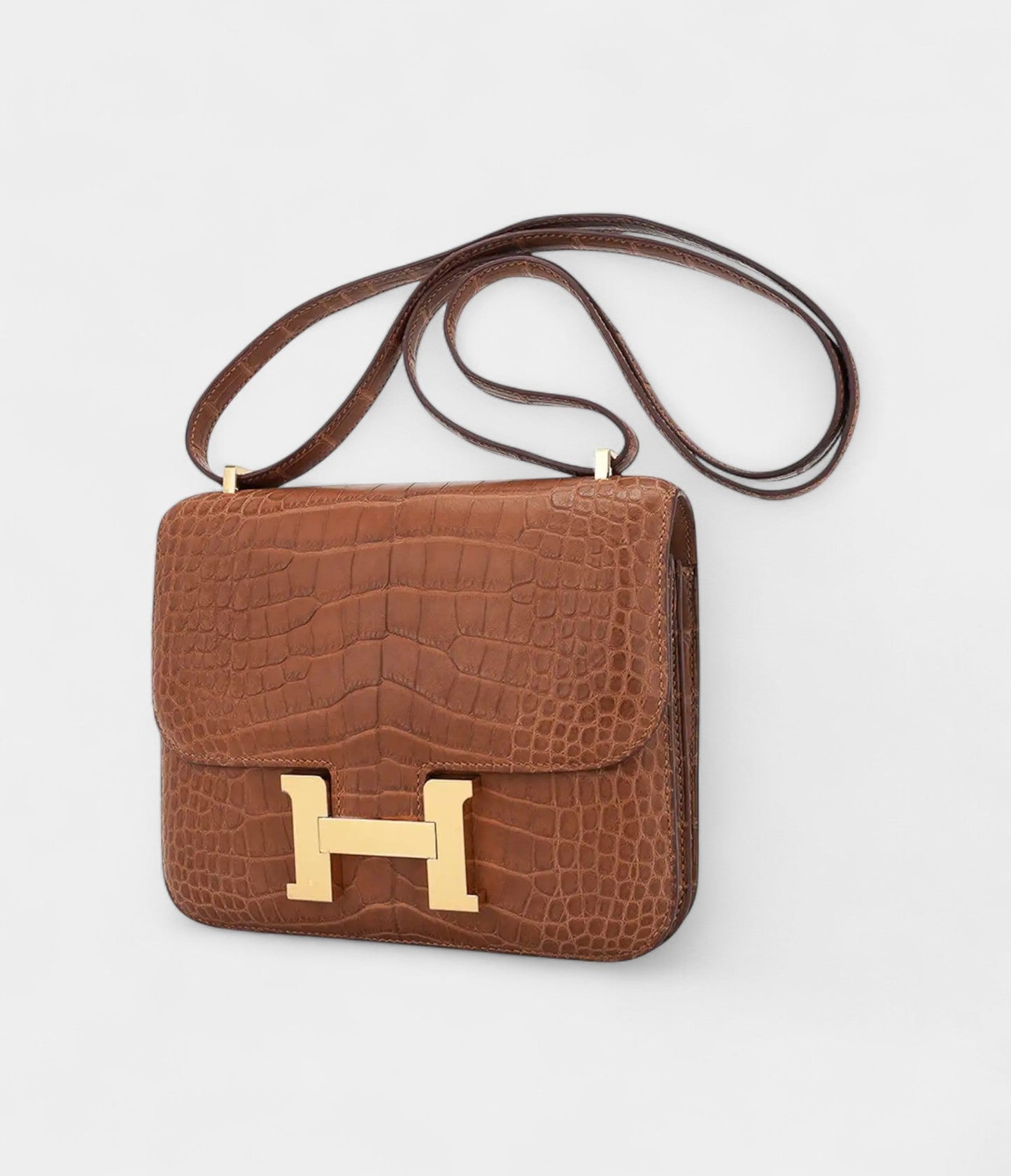 Hermes Mini Constance 18 Bag Gold Matte Alligator with Gold Hardware and Mirror