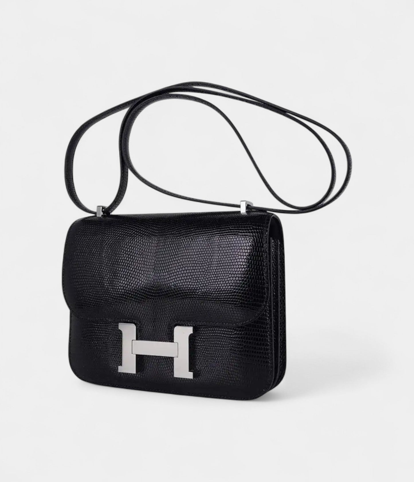 Hermes Mini Constance Bag 18 Black Lizard with Palladium Hardware