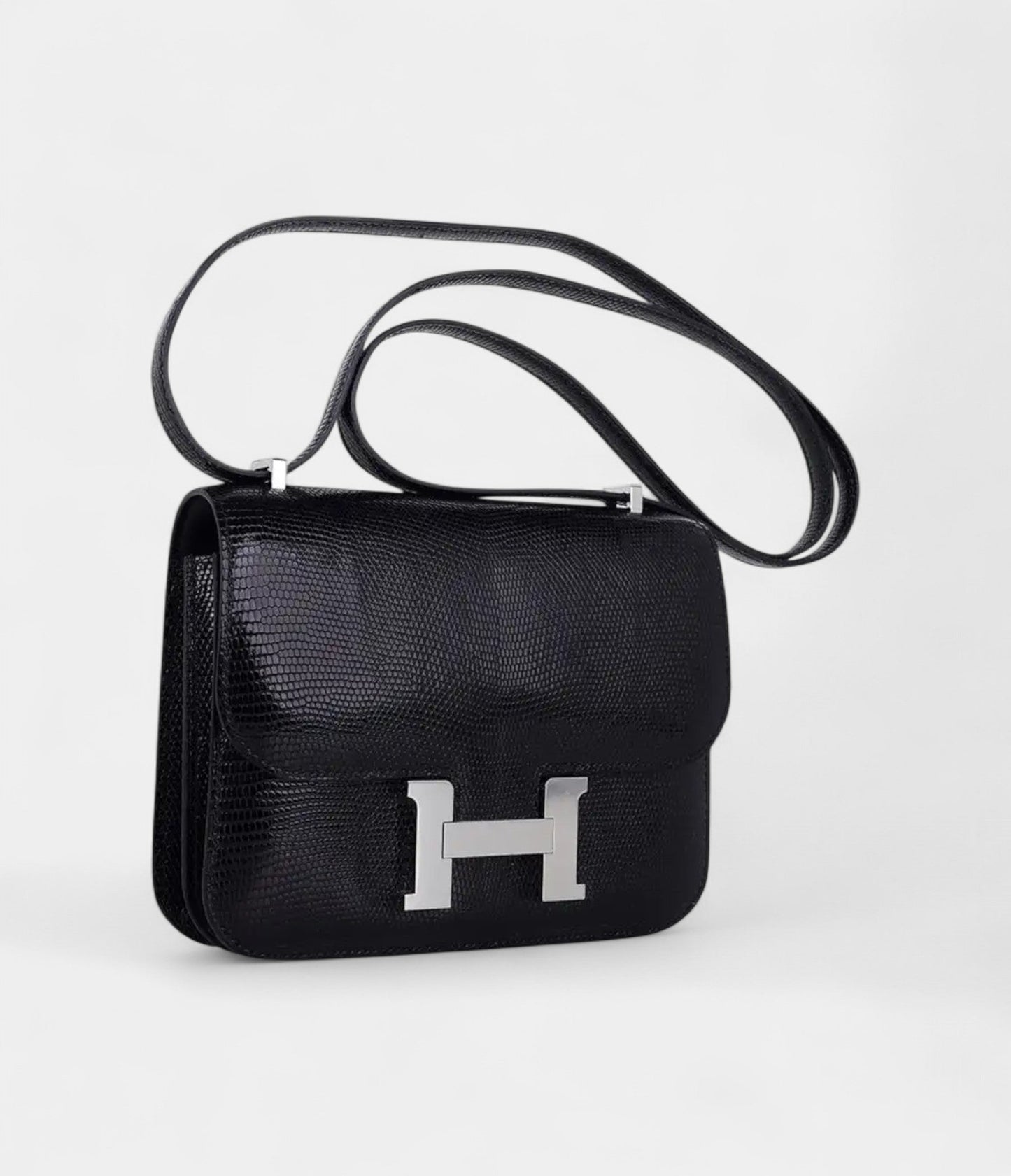 Hermes Mini Constance Bag 18 Black Lizard with Palladium Hardware