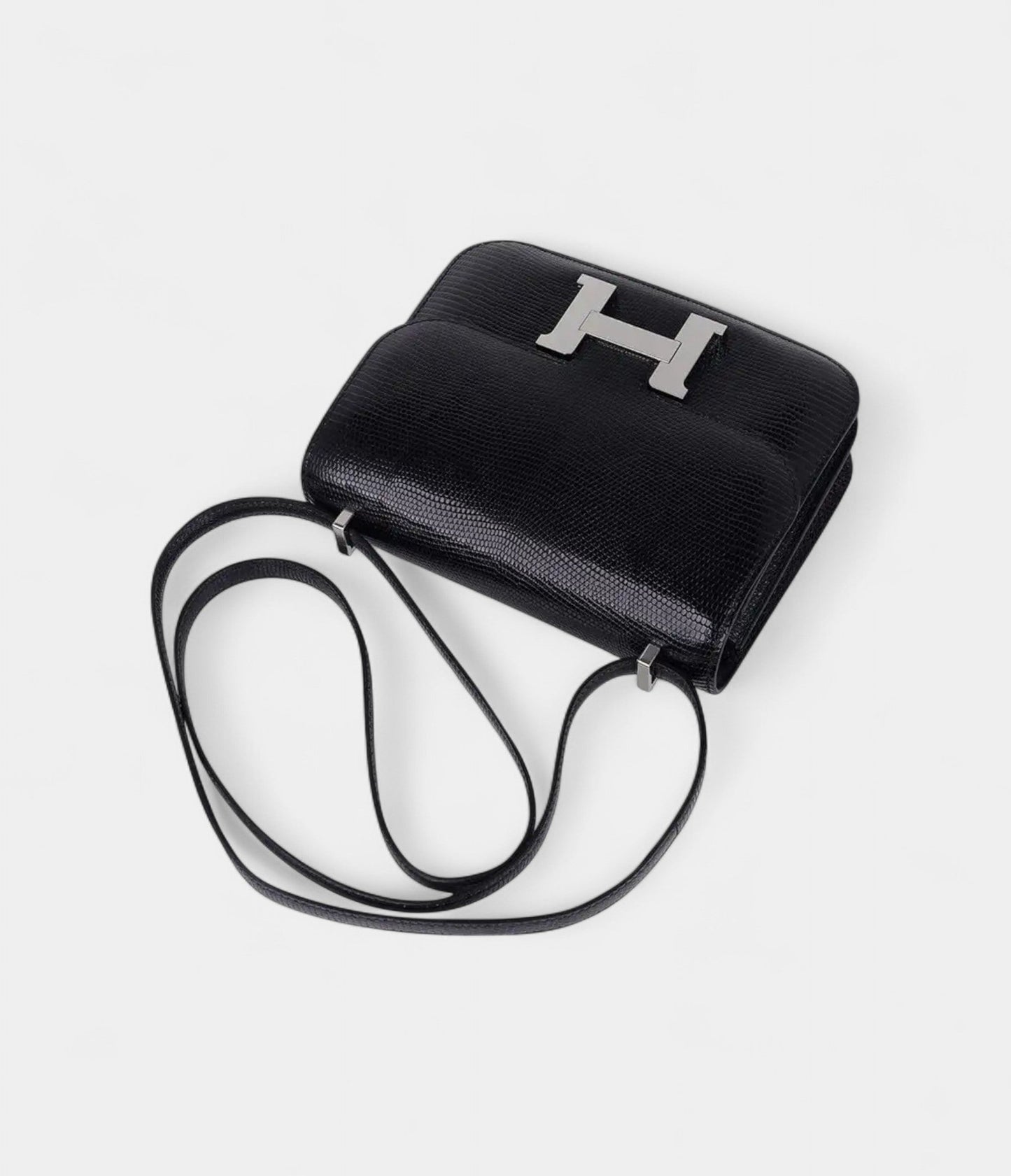 Hermes Mini Constance Bag 18 Black Lizard with Palladium Hardware