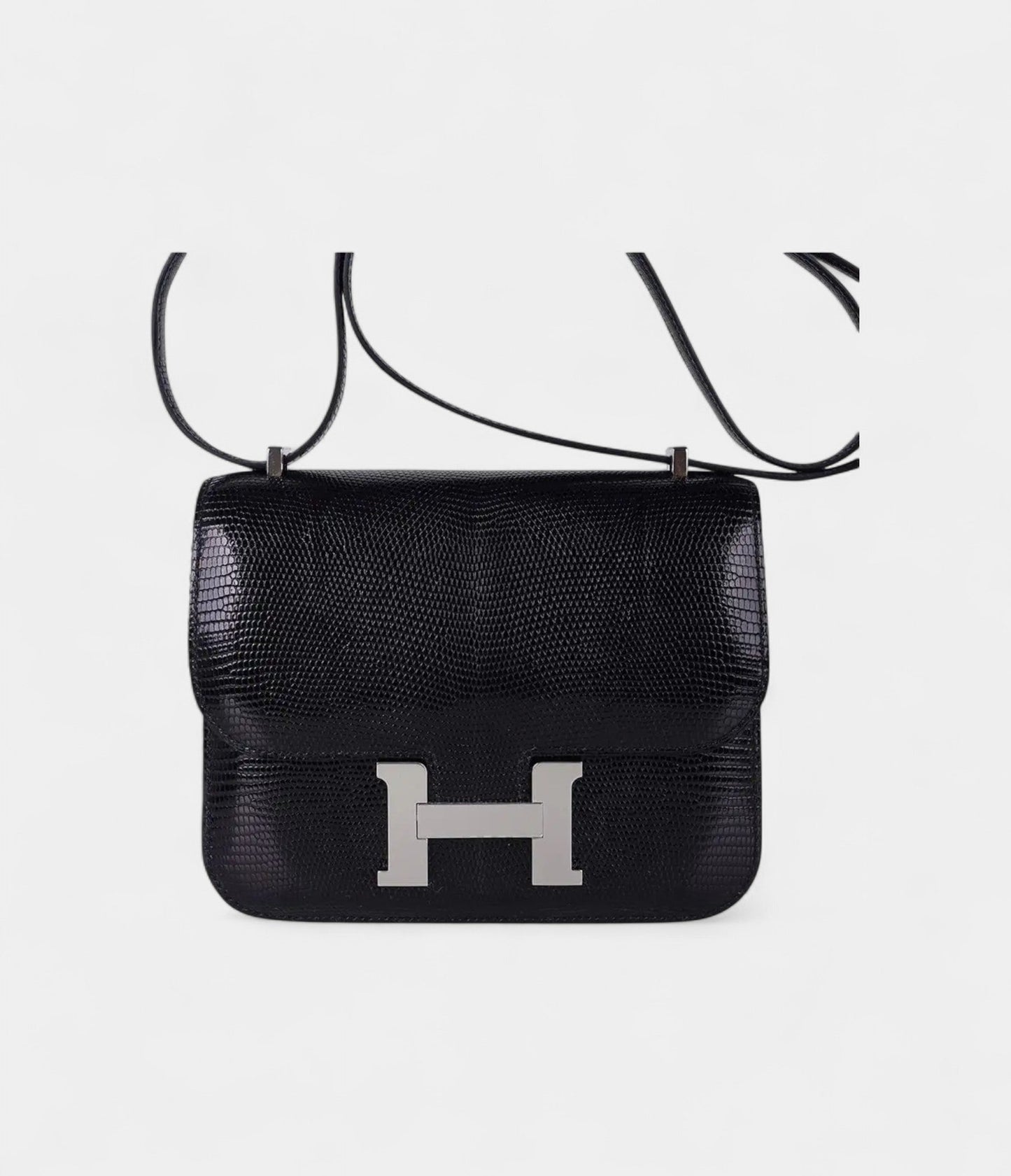Hermes Mini Constance Bag 18 Black Lizard with Palladium Hardware