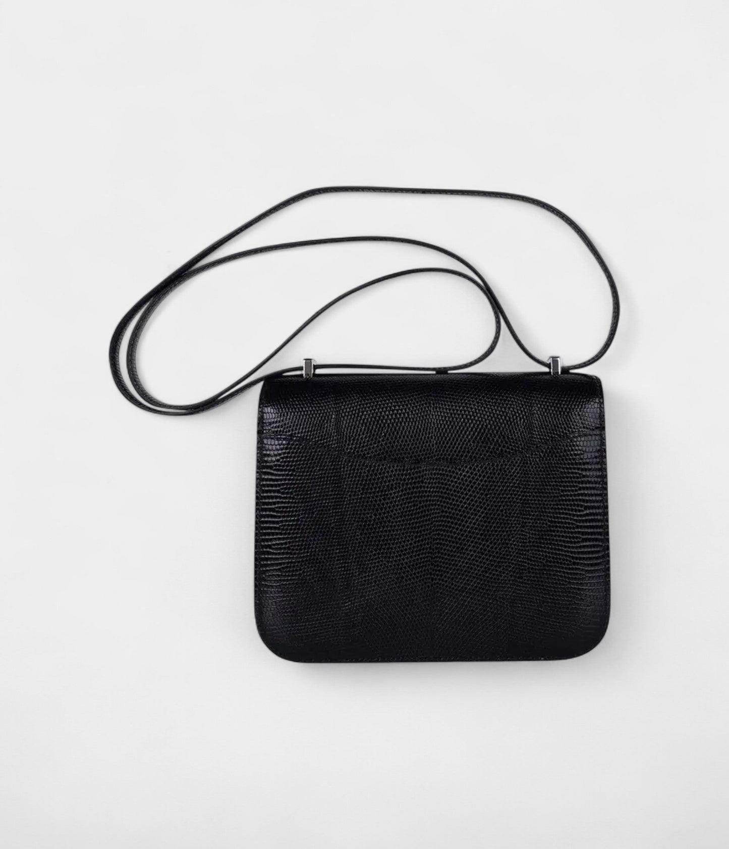 Hermes Mini Constance Bag 18 Black Lizard with Palladium Hardware