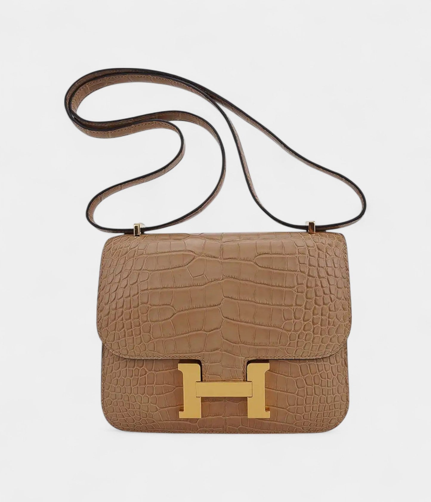 Hermes Mini Constance Bag 18 Chai Matte Alligator with Gold Hardware