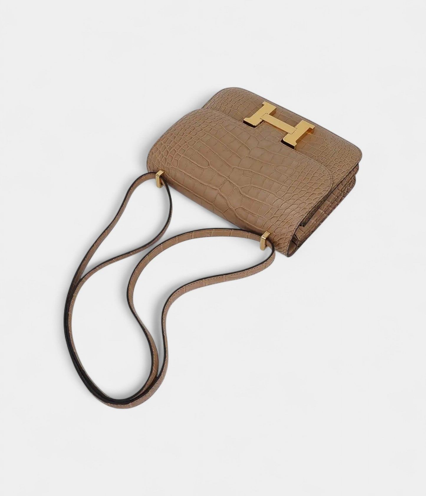 Hermes Mini Constance Bag 18 Chai Matte Alligator with Gold Hardware