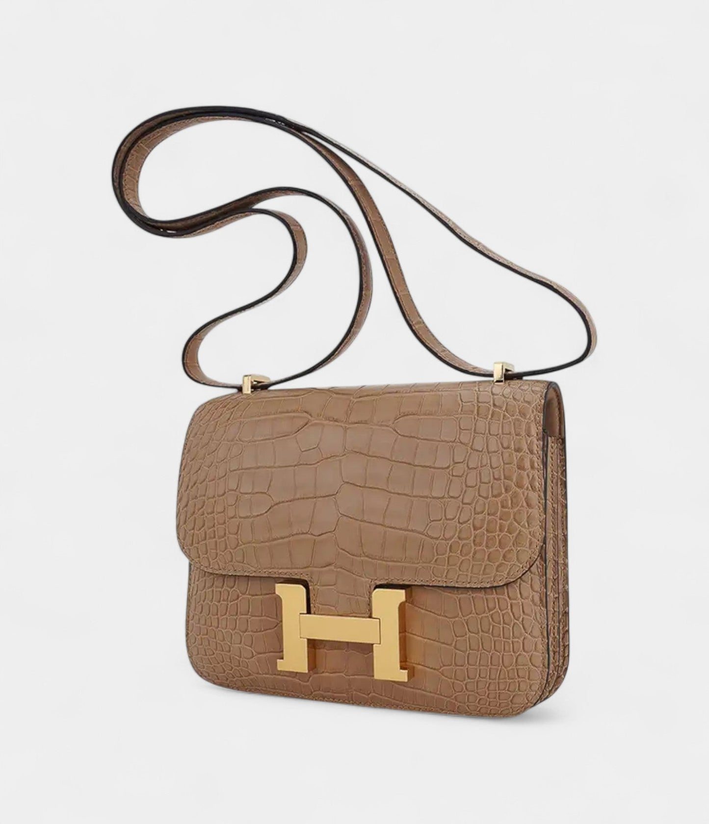 Hermes Mini Constance Bag 18 Chai Matte Alligator with Gold Hardware