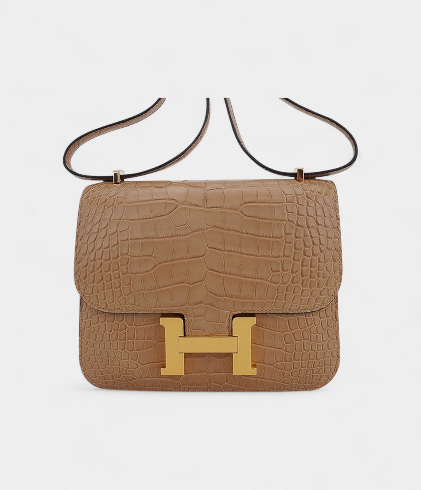 Hermes Mini Constance Bag 18 Chai Matte Alligator with Gold Hardware