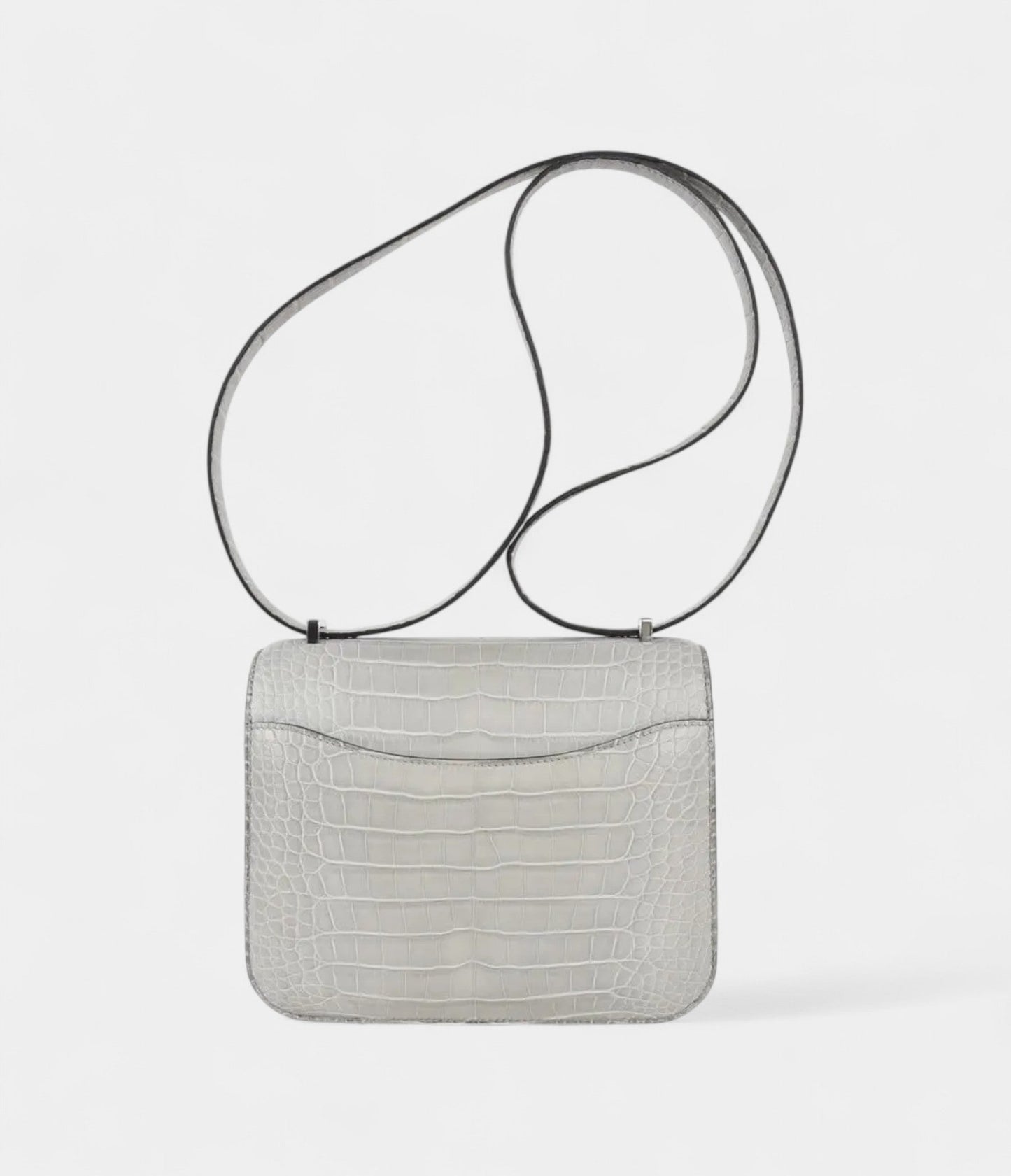 Hermes Mini Constance Bag 18 Gris Perle Matte Alligator with Palladium Hardware