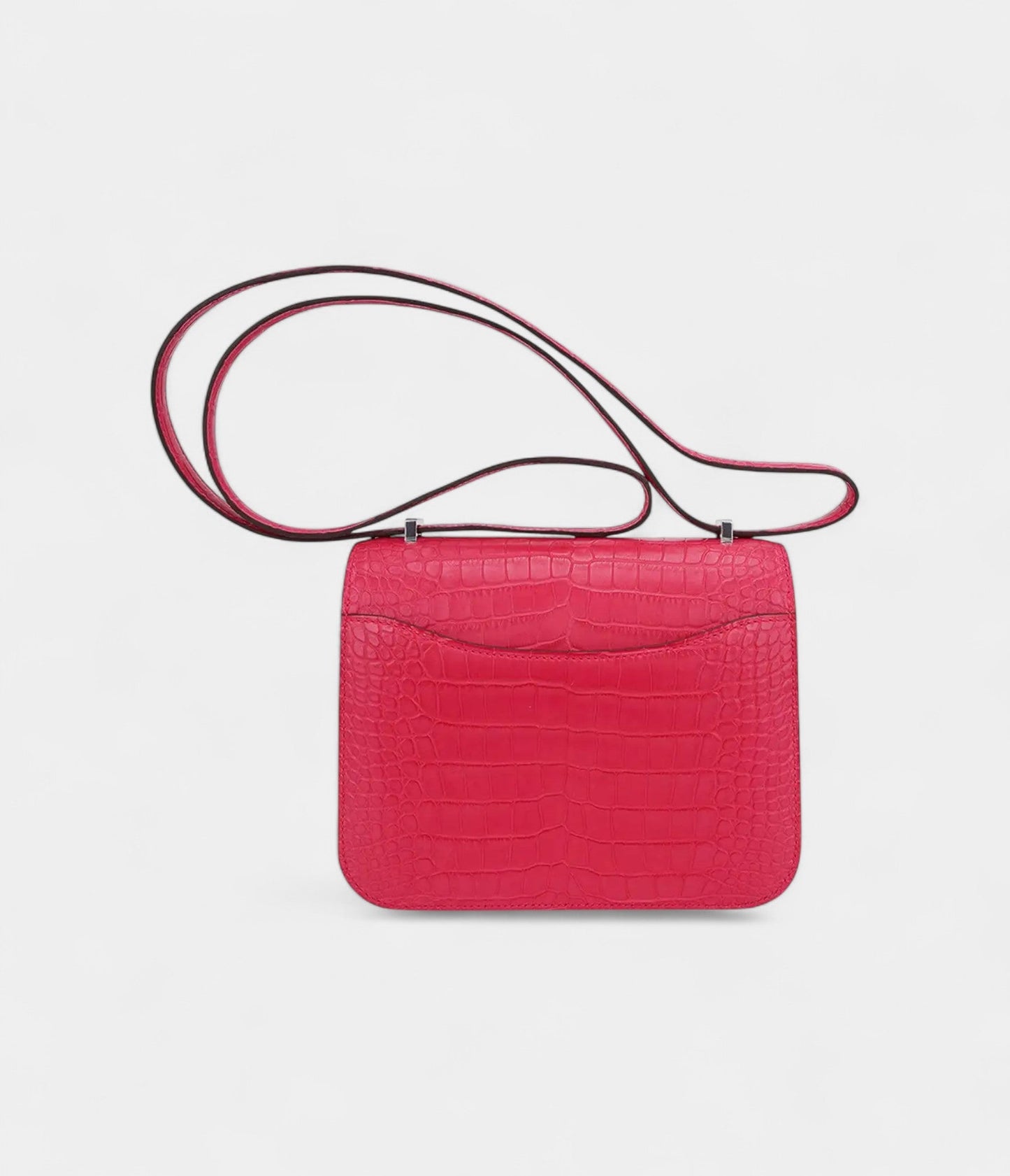 Hermes Mini Constance Bag 18 Rose Extreme Matte Alligator with Palladium Hardware
