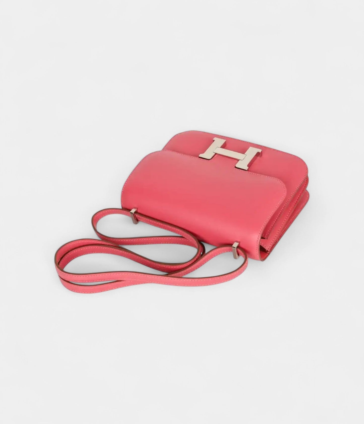 Hermes Mini III Constance 18 Bag Rose Lipstick Pink Veau Tadelakt Leather with Palladium Hardware