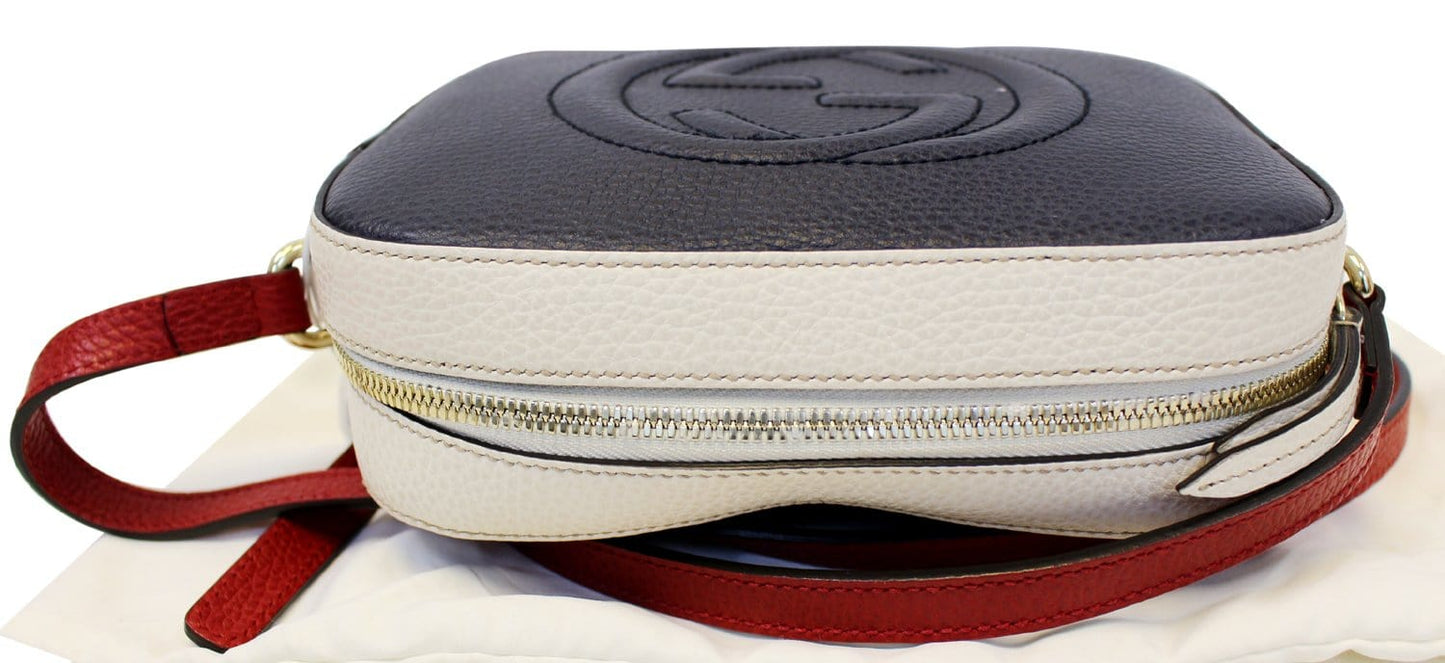 GUCCI Soho GG Navy Leather Crossbody Shoulder Bag