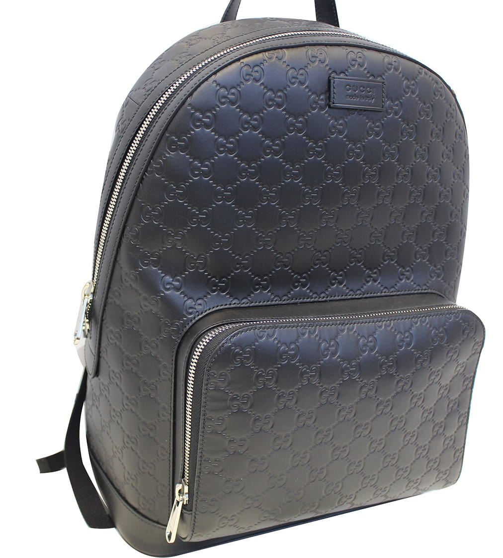 GUCCI Signature Leather Black Backpack Bag 406370