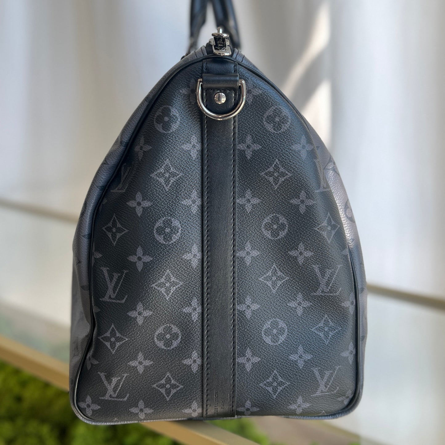 LOUIS VUITTON Monogram Eclipse Coated Canvas Keepall Bandouliere 50